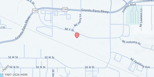 Map showing Jail Parking Lot at 1901 NE F St, Grants Pass, OR