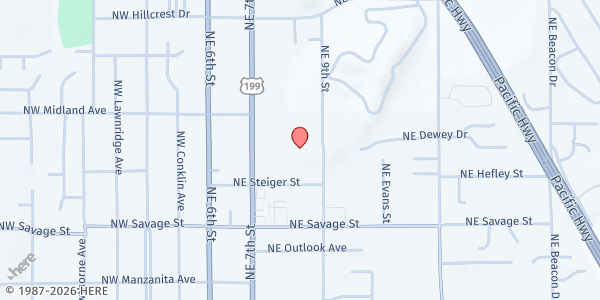 Map showing SDA Grants Pass Dorcas at 1360 Ne 9th St, Grants Pass, OR