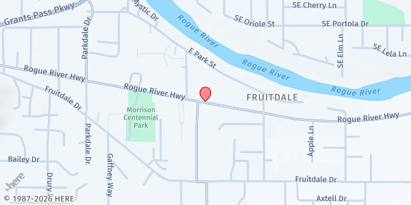 Map showing The Refuge Center (Calvary Chapel) at 1341 Rogue River Hwy, Grants Pass, OR