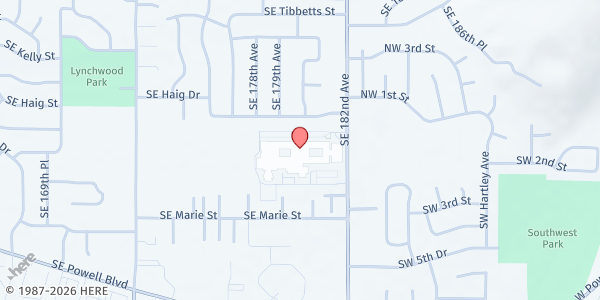 Map showing Centennial High School at 3505 SE 182nd Ave, Gresham, OR