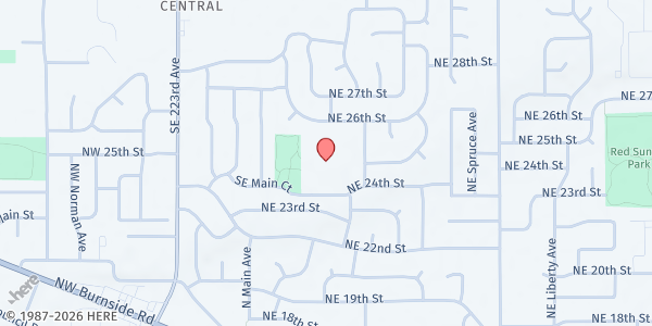Map showing Highland Elementary School Free Food Market at 295 NE 24th St., Gresham, OR
