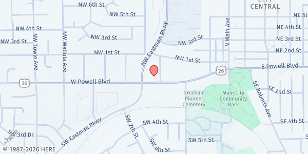 Map showing Santa Cruz Free Food Market at 507 W Powell Blvd, Gresham, OR