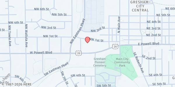 Map showing SVDP St Henry at 346 NW 1st St, Gresham, OR