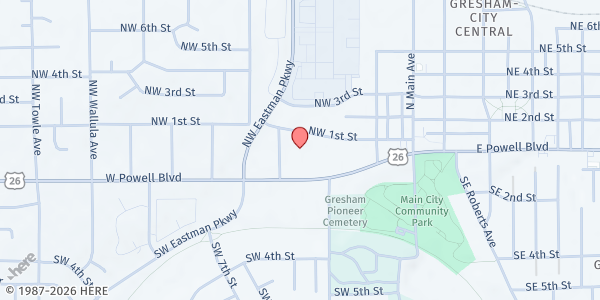 Map showing SVDP St Henry at 346 NW 1st St, Gresham, OR