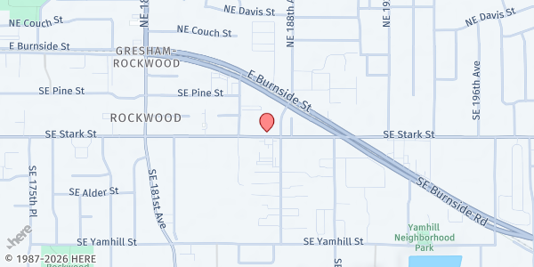 Map showing Wallace Medical Free Food Market at 18633 SE Stark St, Gresham, OR