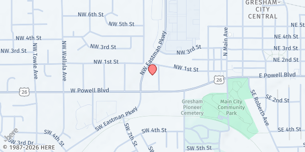 Map showing Zarephath Kitchen at 59 NW Ava Ave, Gresham, OR