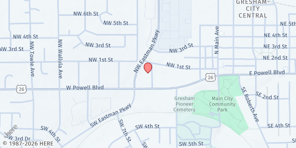 Map showing Zarephath Pantry & Kitchen at 59 NW Ava Ave, Gresham, OR