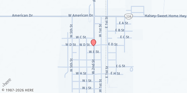 Map showing Central Linn Gleaners at 411 W 2nd Street, Halsey, OR
