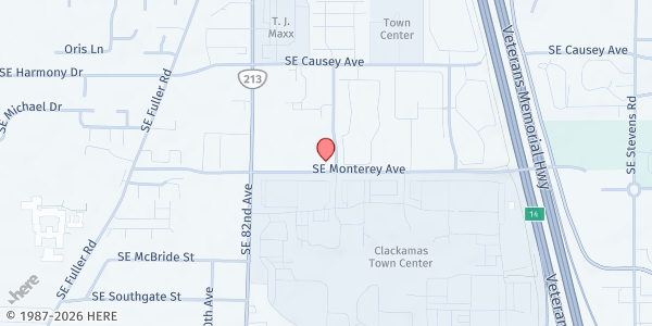 Map showing Salvation Army Portland Tabernacle Corps at 8495 SE Monterey Ave, Happy Valley, OR