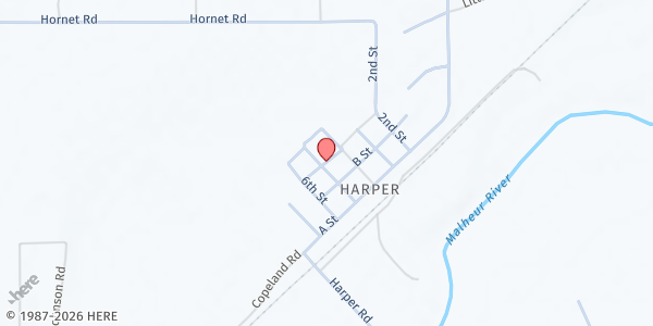 Map showing Harper Mobile Pantry at 2975 A St, Harper, OR