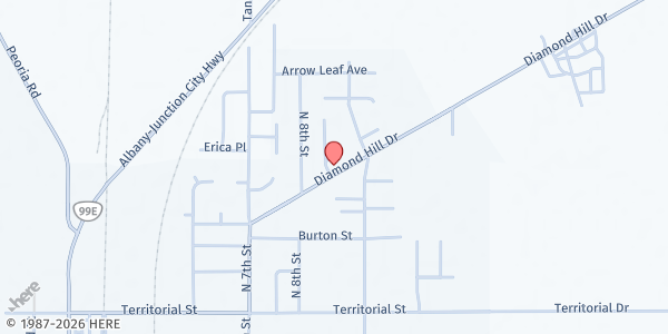 Map showing Harrisburg Harvesters at 490 Smith St, Harrisburg, OR