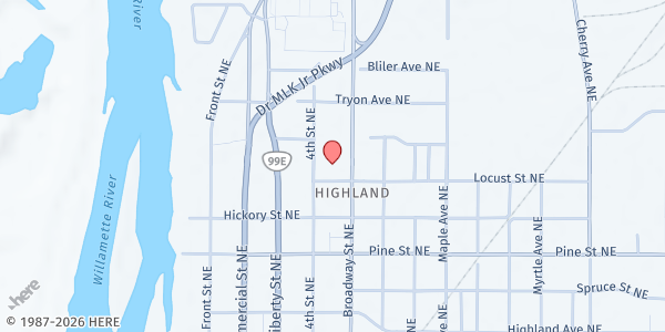 Map showing Precious Children at Salem Evangelical at 455 Locust Street Northeast, Highland, OR