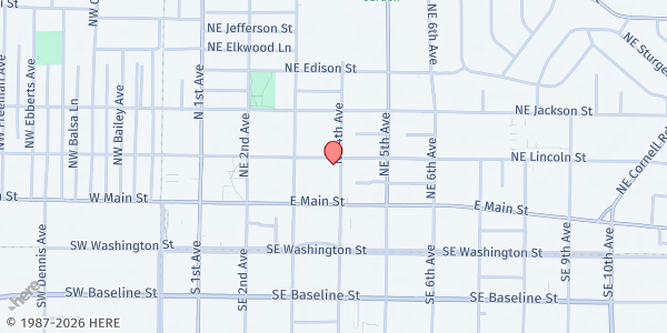 Map showing All Saints Episcopal Church at 372 NE Lincoln St, Hillsboro, OR