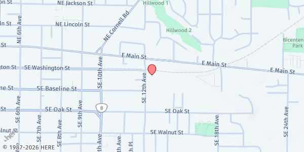 Map showing CAO Shelter Home EFB at 210 SE 12th St, Hillsboro, OR