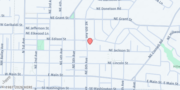 Map showing Hillsboro Friends Church at 332 NE 6th Ave, Hillsboro, OR