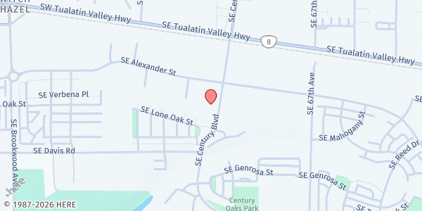 Map showing New Day Family Church (Tree of Life) at 3155 SE Century Blvd Suite G, Hillsboro, OR