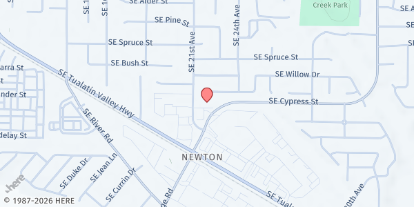 Map showing Salvation Army Hope Center at 1440 SE 21st Ave., Hillsboro, OR