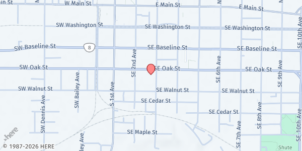 Map showing SVDP - St Matthew at 447 SE 3rd Ave, Hillsboro, OR