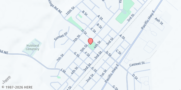 Map showing Hubbard Mobile Pantry at 2600 D St., Hubbard, OR