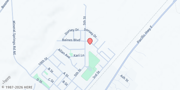 Map showing Jubilee Food Pantry at 2492 Baines Blvd., Hubbard, OR