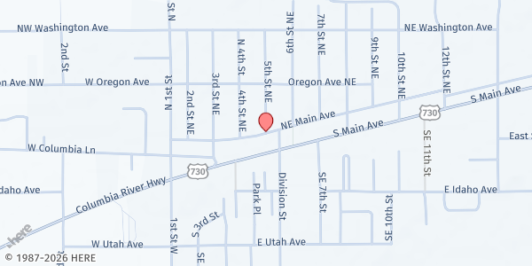 Map showing Irrigon-Boardman Emergency Assist. Center at 290 N Main, Irrigon, OR