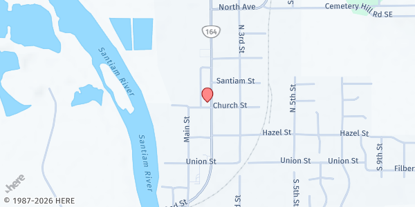 Map showing Jefferson Community Food Pantry at 310 N Second Street, Jefferson, OR