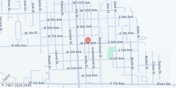 Map showing Junction City Local Aid at 210 East 6th Ave, Junction City, OR