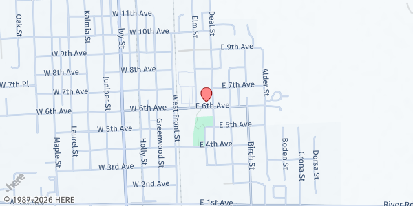 Map showing Junction City Local Aid at 210 East 6th Avenue, Junction City, OR