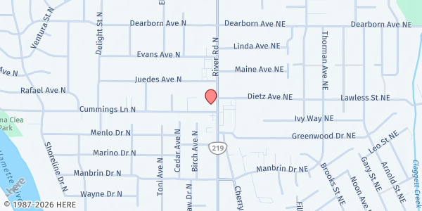 Map showing Keizer Community Food Bank at 4505 River Road N, Keizer, OR