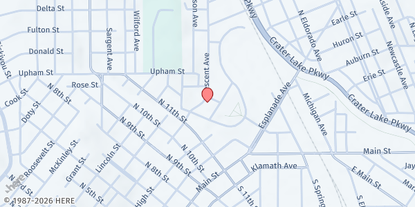 Map showing Klamath Interfaith Pantry at 1175 Crescent Ave., Klamath Falls, OR