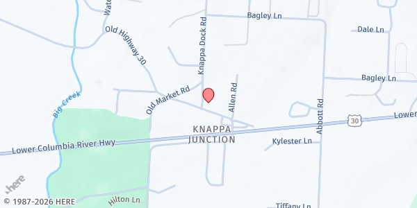 Map showing Knappa Food Pantry at 42889 Old Hwy. 30, Knappa, OR