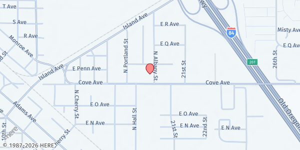 Map showing CCNO Union County Meal Site at 1504 N. Albany Street, La Grande, OR