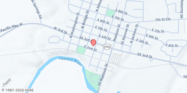 Map showing Lafayette Food Pantry at 251 Jefferson St, Lafayette, OR