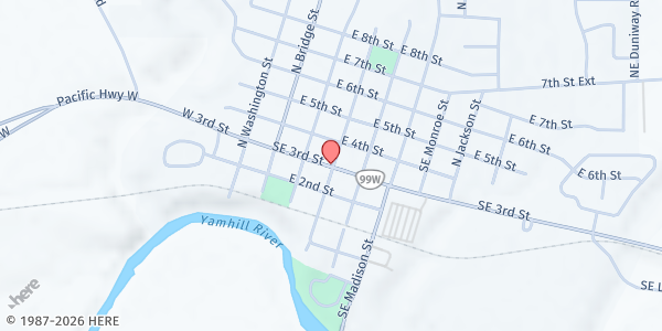Map showing Lafayette Food Pantry at 251 Jefferson St, Lafayette, OR