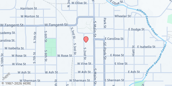 Map showing SVDP Lebanon at 233 2nd St, Lebanon, OR