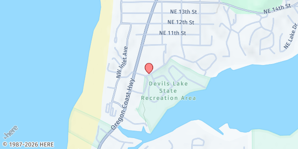 Map showing Lincoln City Food Pantry @ Coast Vinyard at 1505 Ne 6th Dr, Lincoln City, OR