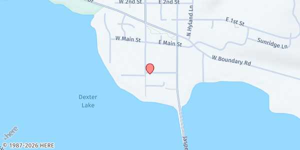 Map showing Lowell Food Pantry at 4 E Lakeview Avenue, Lowell, OR