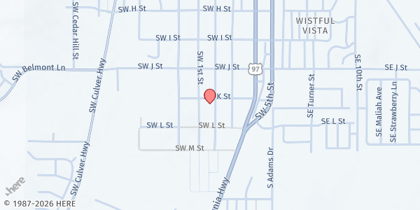 Map showing Community Meal Sites at 822 SW 2nd St, Madras, OR