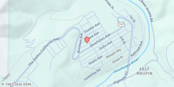 Map showing The Life Raft Pantry at 401 5th St, Maupin, OR