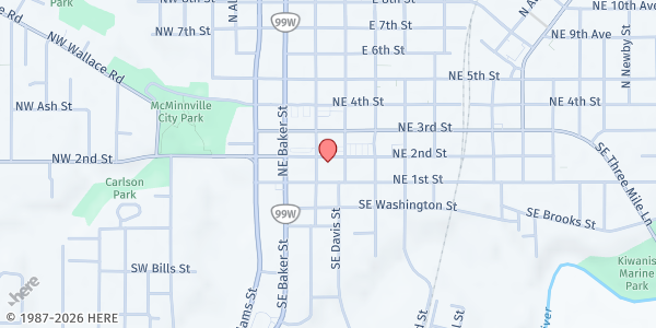 Map showing Community Dinner - McMinnville at 390 NE 2nd Street, McMinnville, OR