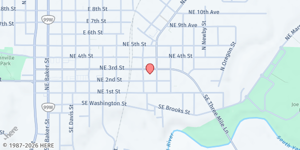 Map showing Encompass - Sunday Sandwiches at 930 NE 3rd Street, McMinnville, OR