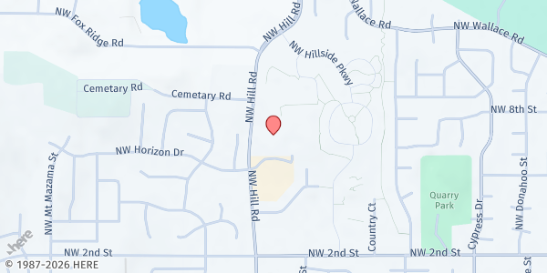 Map showing Hope on the Hill Food Pantry at 700 N Hill Road, McMinnville, OR