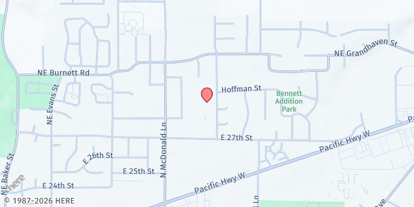 Map showing Northwest Christian Church McMinnville Campus Food Pantry at 2831 NE Newby St, McMinnville, OR