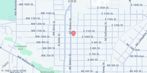 Map showing Provoking Hope at 213 NE 10th St., McMinnville, OR