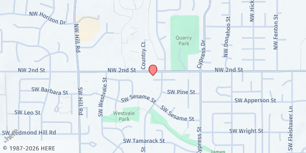Map showing Salvation Army McMinnville at 1950 SW 2nd St., McMinnville, OR