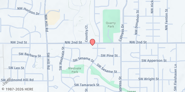 Map showing Salvation Army McMinnville Corps at 1950 SW 2nd St., McMinnville, OR