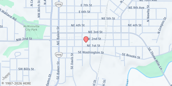 Map showing Saturday Breakfast at the Co-op at 544 NE 2nd Street, McMinnville, OR