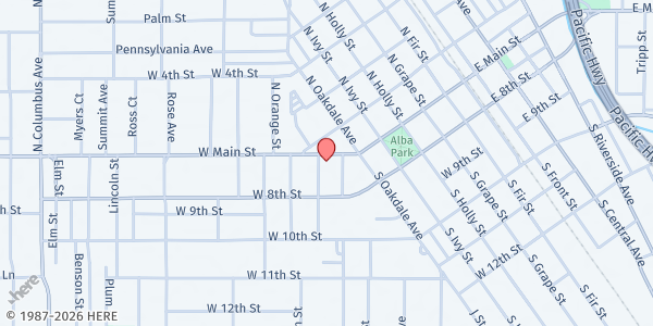 Map showing El Mercadito gratis de ACCESS - Unete at 607 W. Main St, Medford, OR
