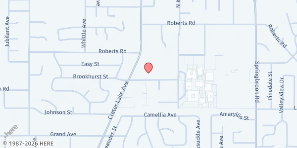 Map showing First Christian Church Pantry at 1900 Crater Lake Ave., Medford, OR