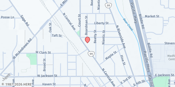 Map showing Salvation Army Medford Food Pantry at 922 N Central Avenue, Medford, OR
